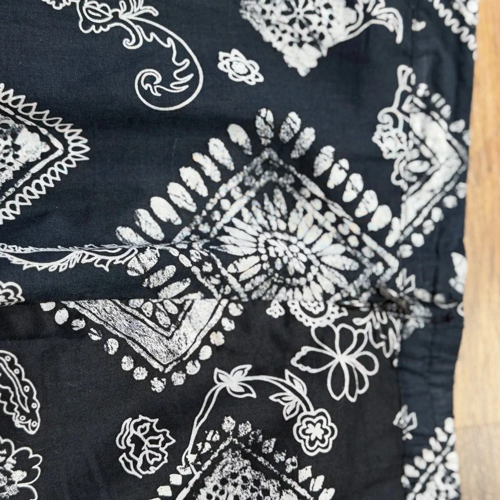 Coldwater‎ Creek Black White Geometric Floral Paisley Midi Skirt Large